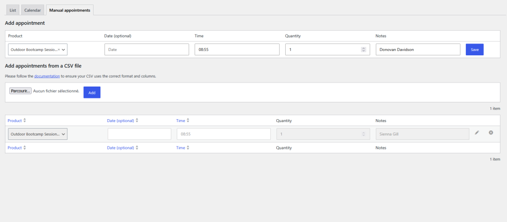 Manually add appointments from your WordPes dashboard.